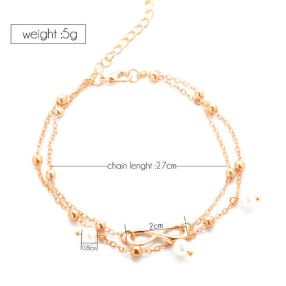 Anklet With 8-shaped Double-layer Pearls