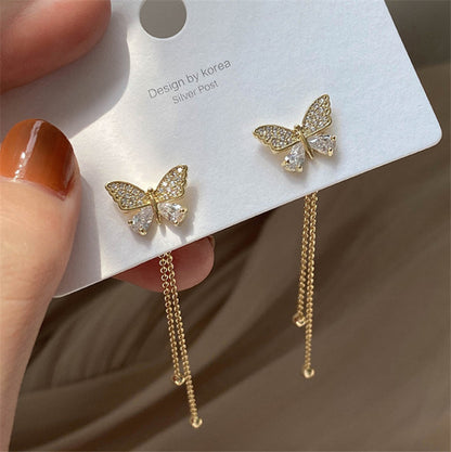 Diamond Pearl Butterfly Earrings