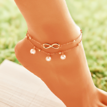 Anklet With 8-shaped Double-layer Pearls